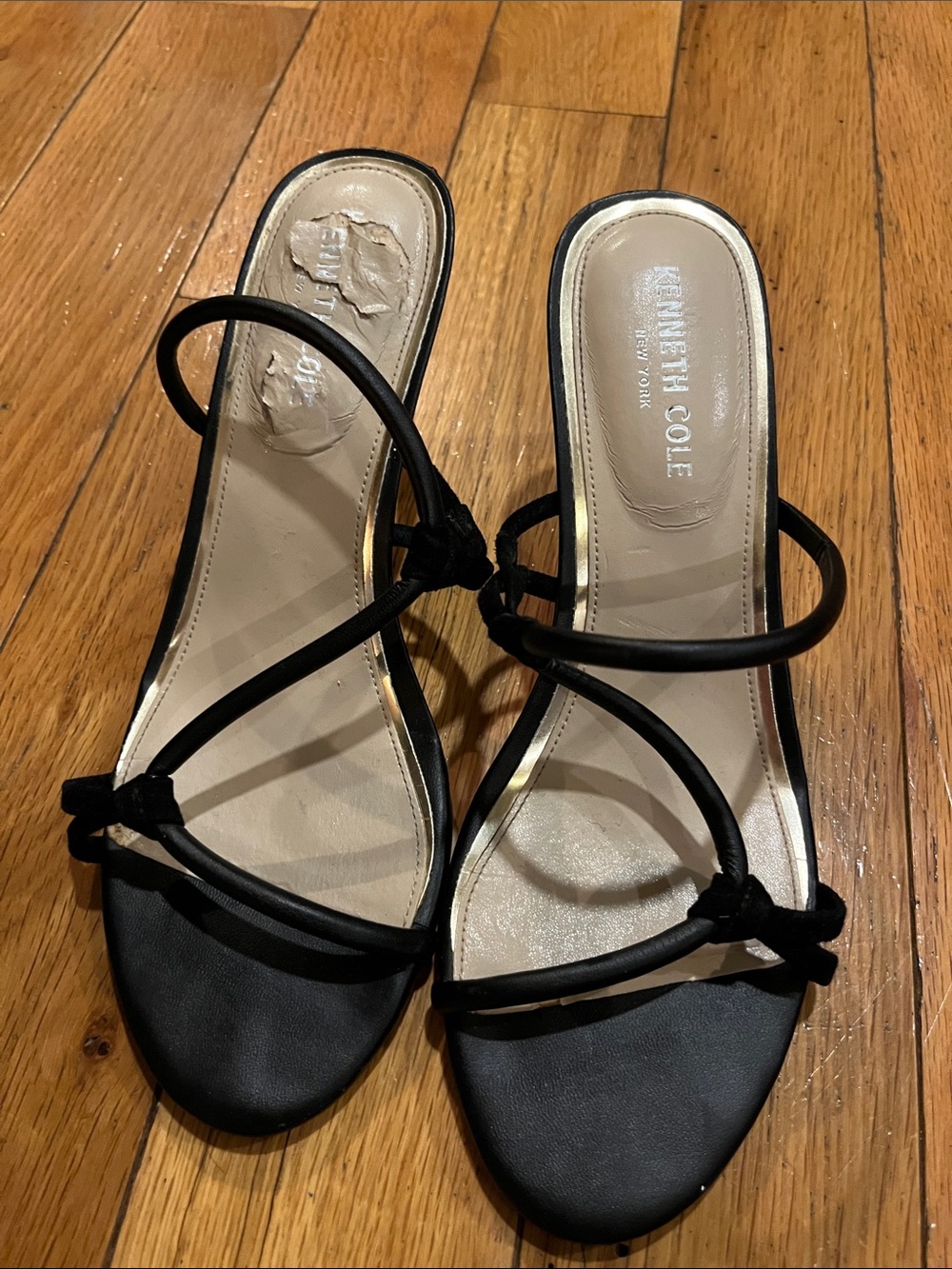 Kenneth Cole Black Knotted Strap Slide Heels
